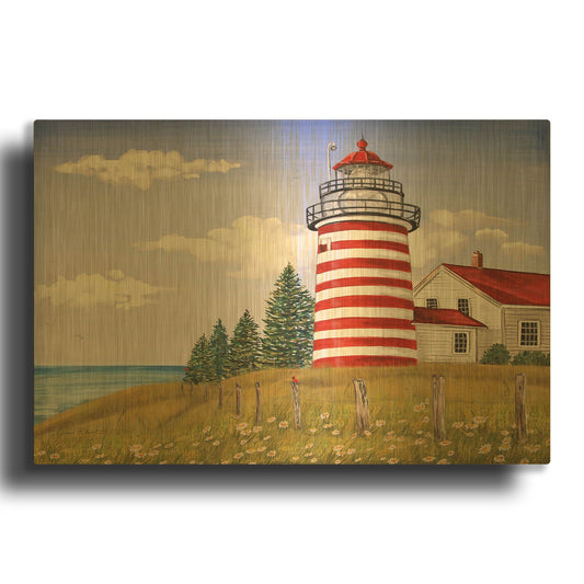 'Summer Lighthouse 3' By Jean Plout Gold Metal Wall Art