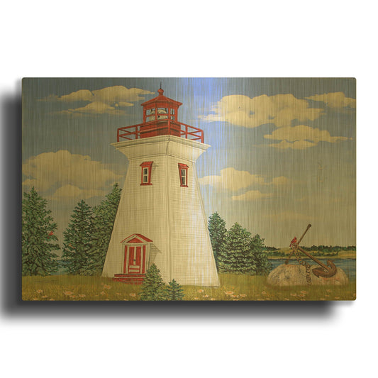 'Summer Lighthouse 2' By Jean Plout Gold Metal Wall Art
