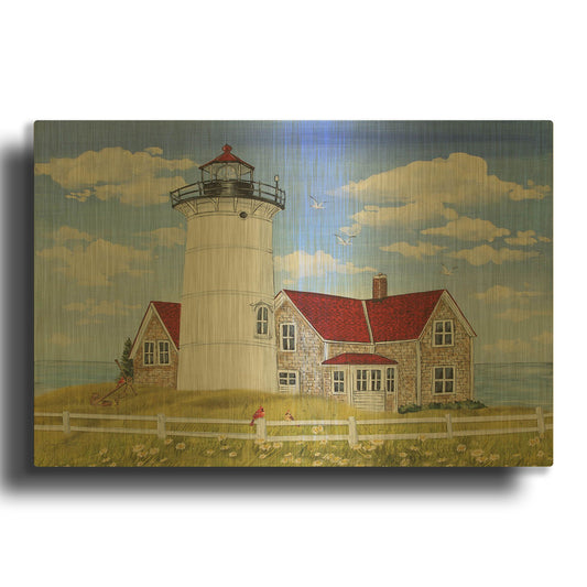 'Summer Lighthouse 1' By Jean Plout Gold Metal Wall Art
