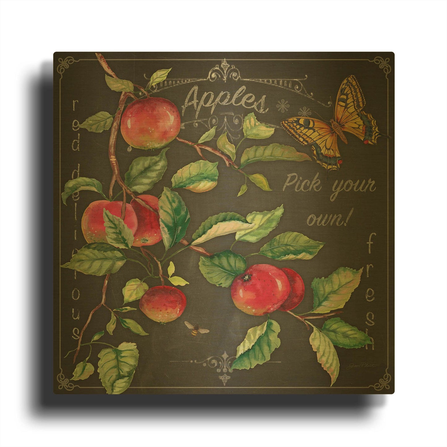 'Apples' By Jean Plout Gold Metal Wall Art