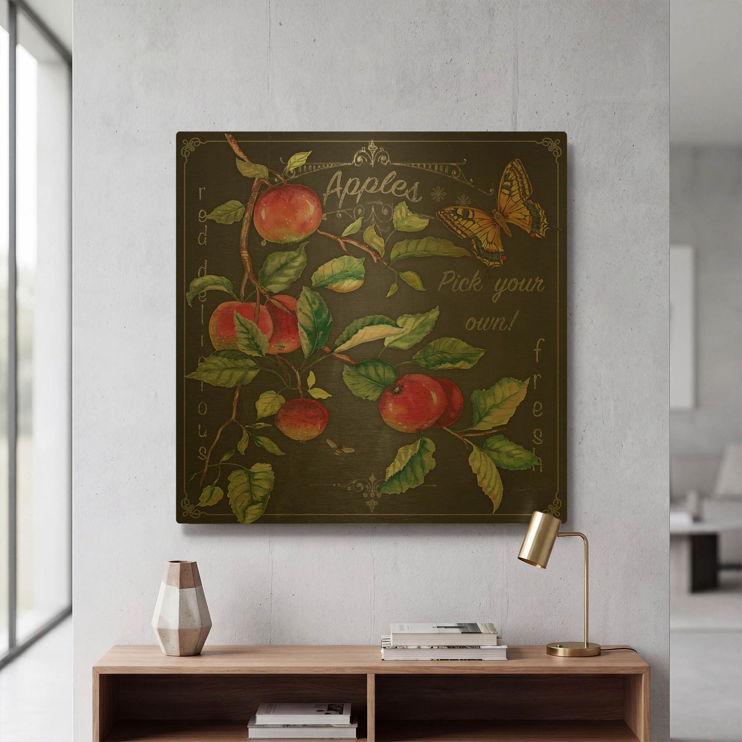 'Apples' By Jean Plout Gold Metal Wall Art