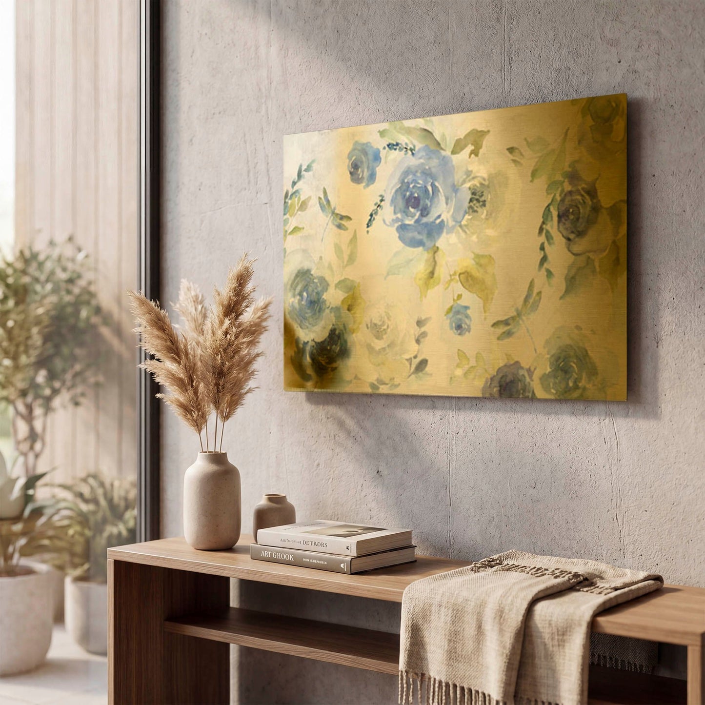 'June Textures C' By Jean Plout Gold Metal Wall Art