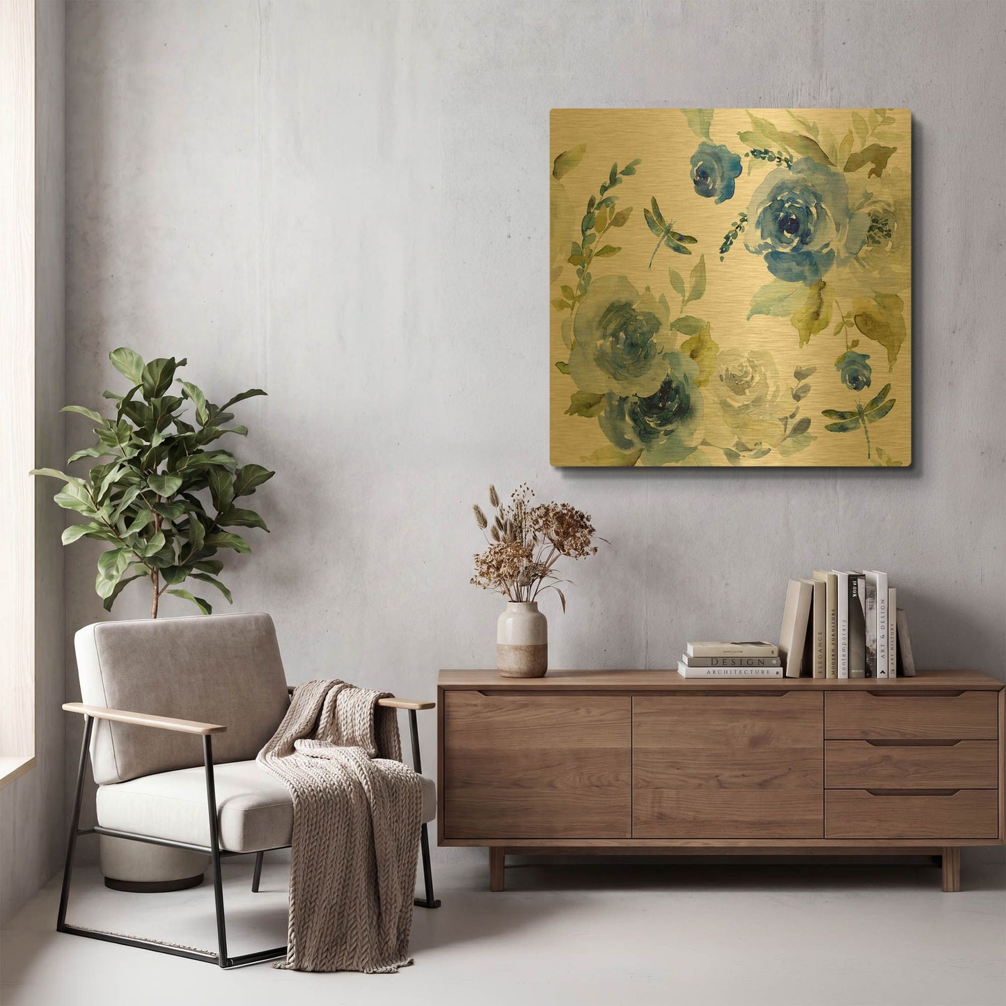 'June Textures D' By Jean Plout Gold Metal Wall Art