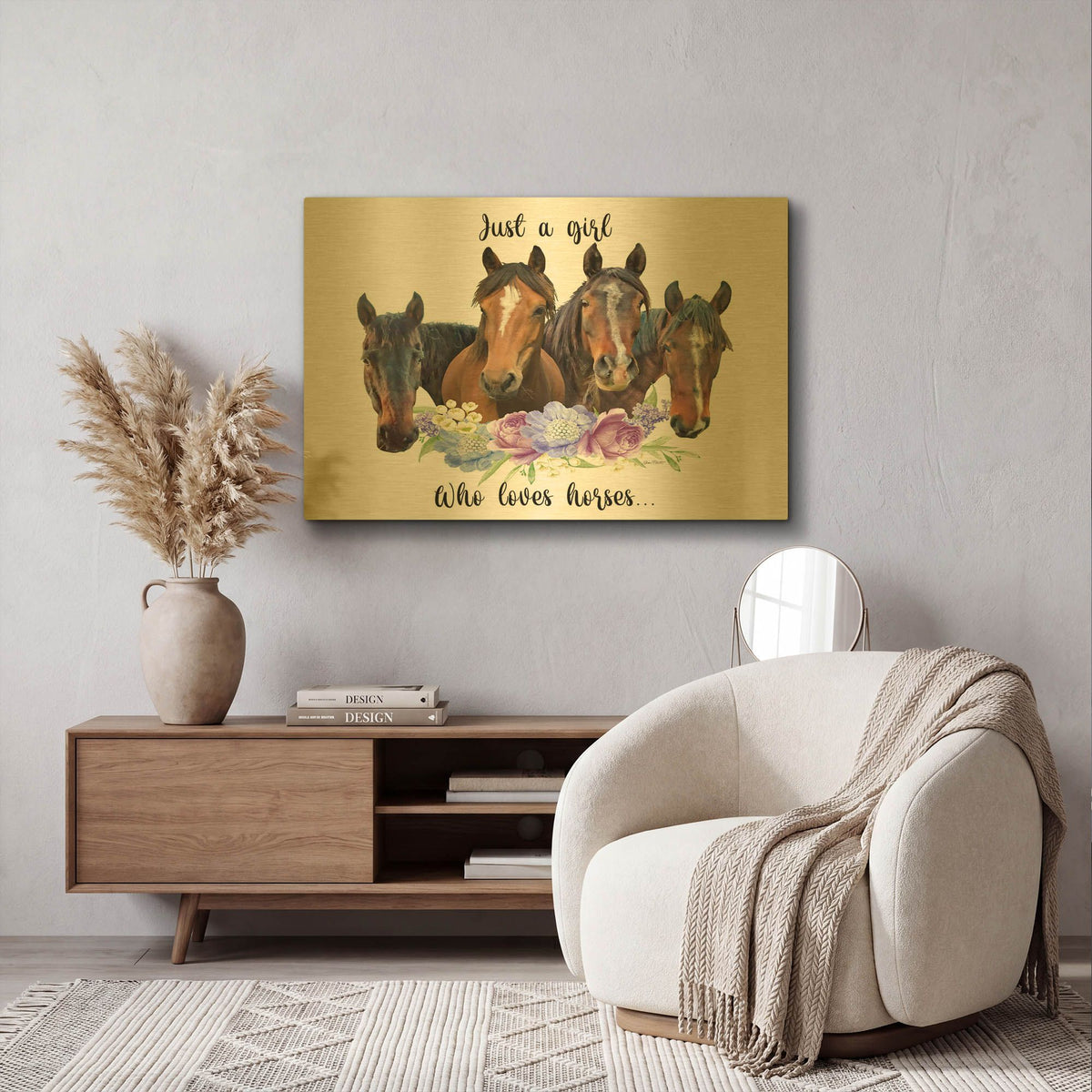 'Just A Girl Who Loves Horses A' By Jean Plout Gold Metal Wall Art
