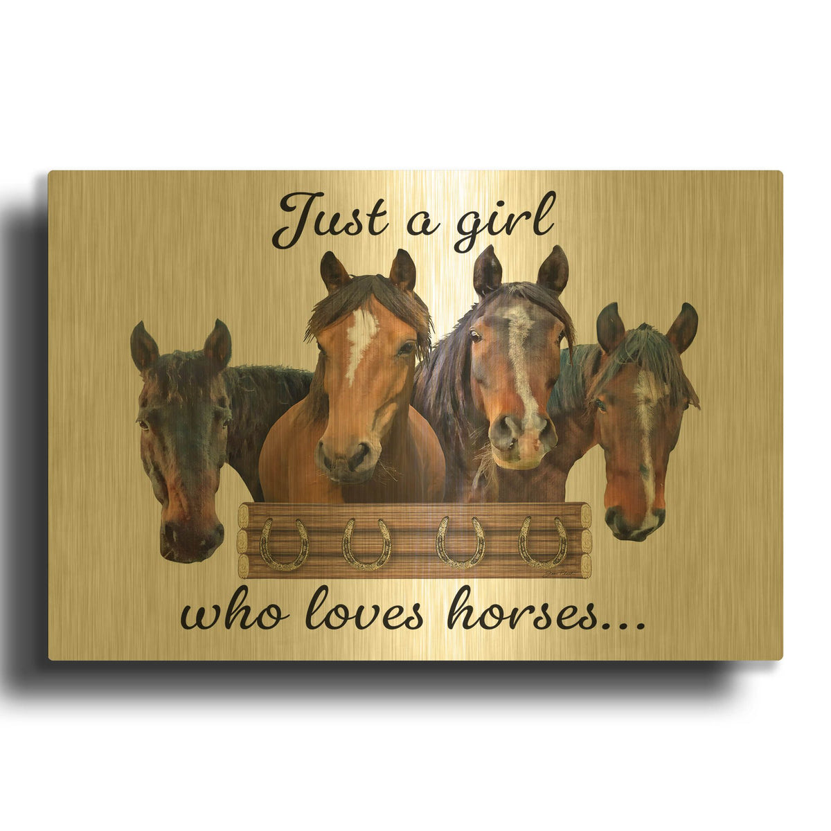 'Just A Girl Who Loves Horses B' By Jean Plout Gold Metal Wall Art