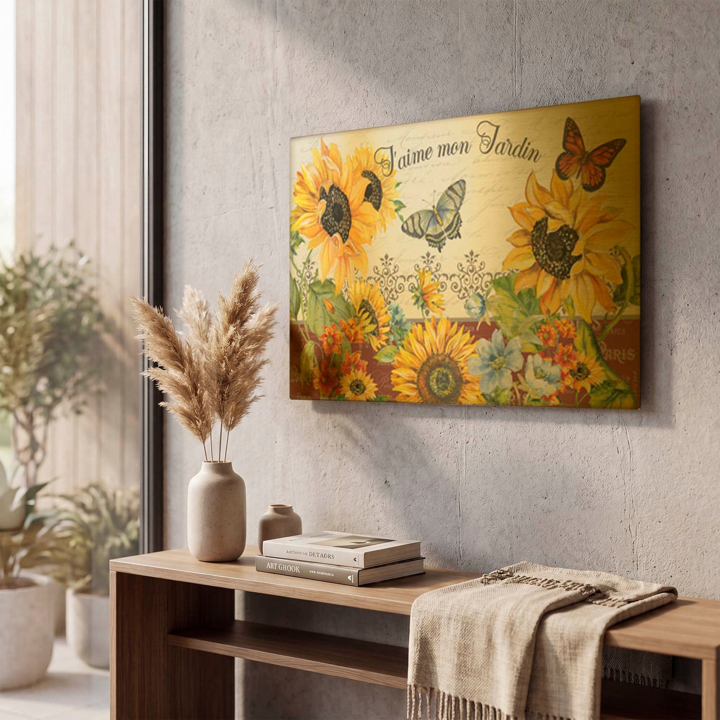 'J’Aime Mon Jardin' By Jean Plout Gold Metal Wall Art