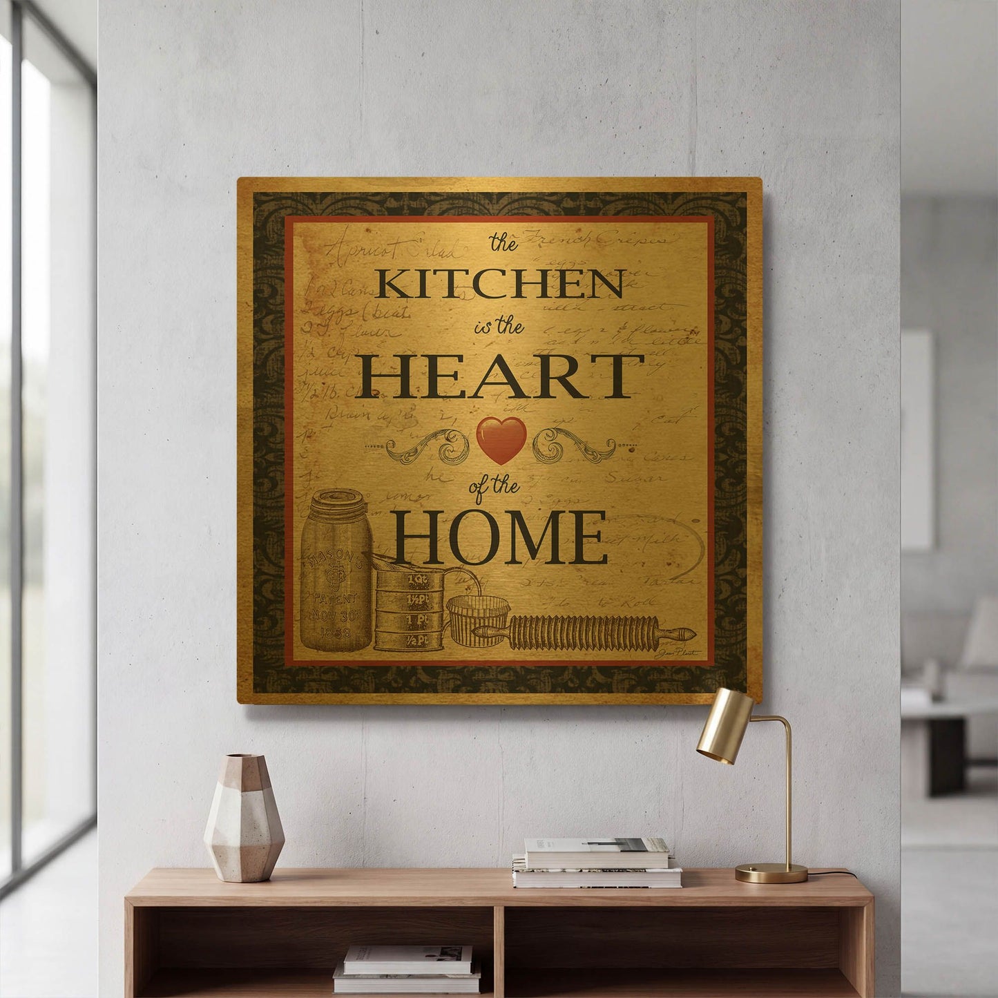 'Kitchen Heart Vignette' By Jean Plout Gold Metal Wall Art
