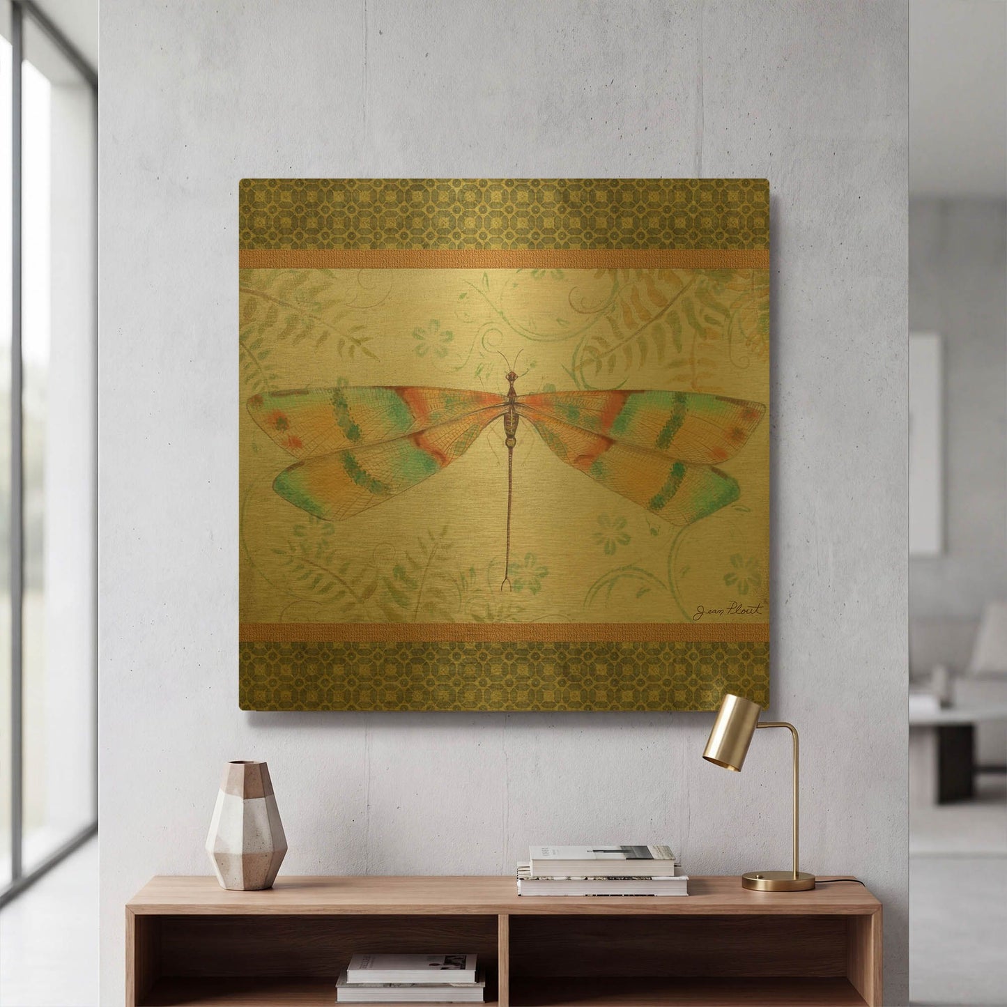 'Lebellule F' By Jean Plout Gold Metal Wall Art