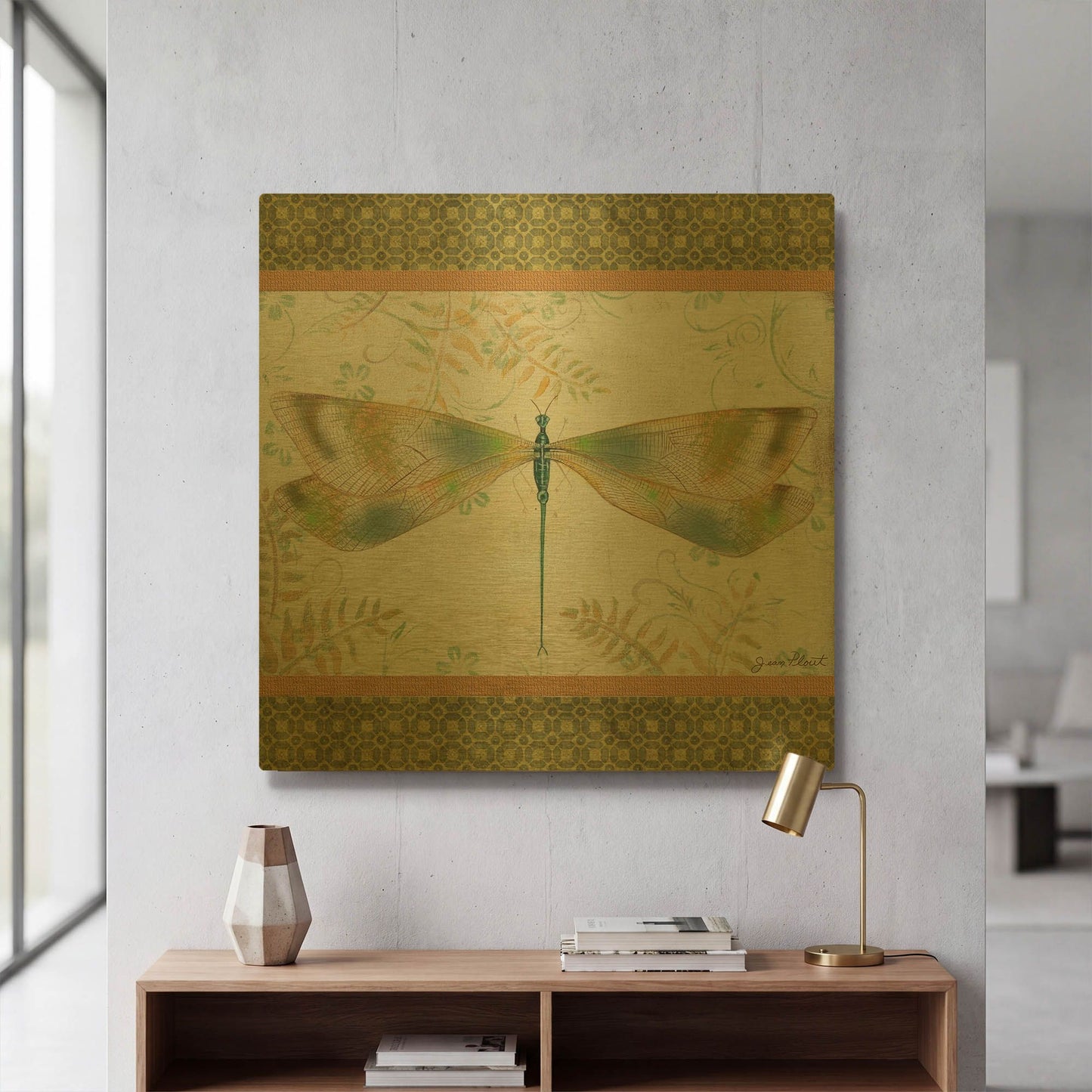 'Lebellule H' By Jean Plout Gold Metal Wall Art