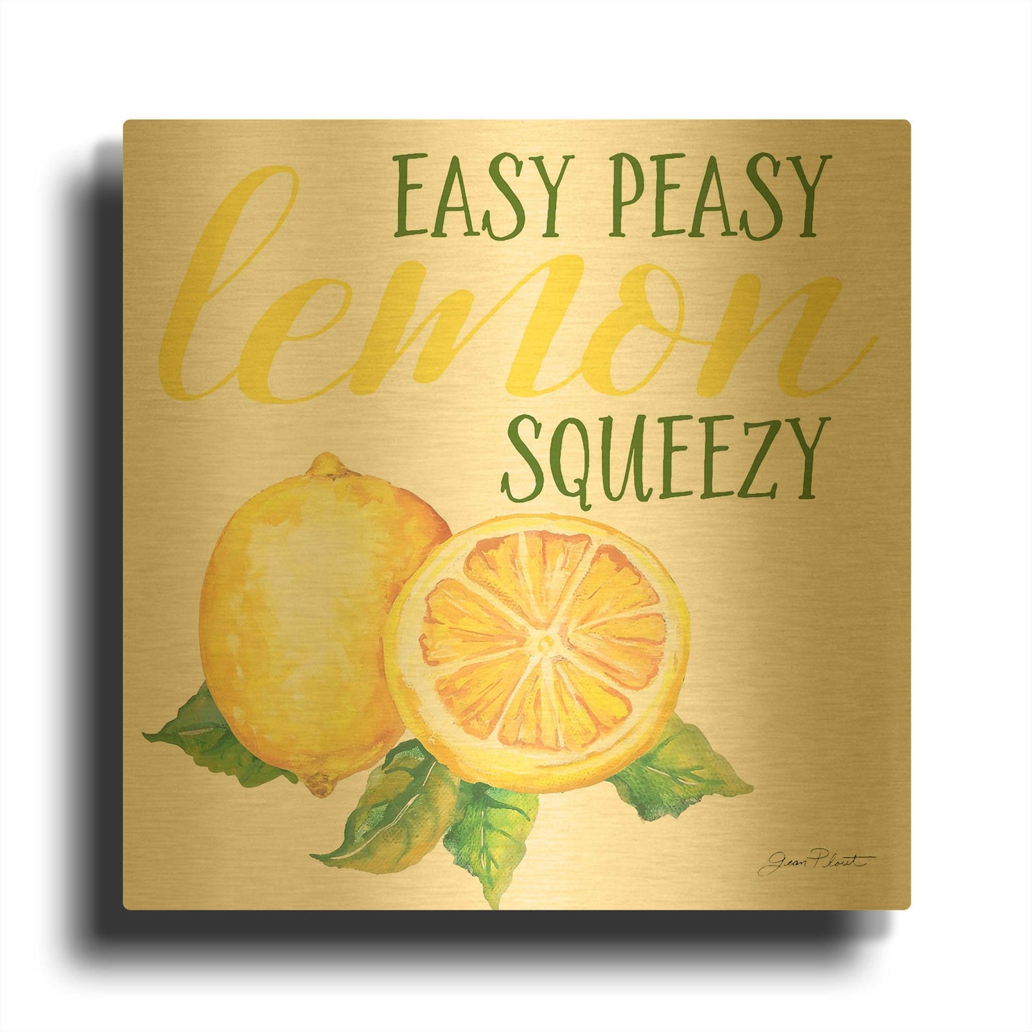 'Lemon Squeeze A' By Jean Plout Gold Metal Wall Art