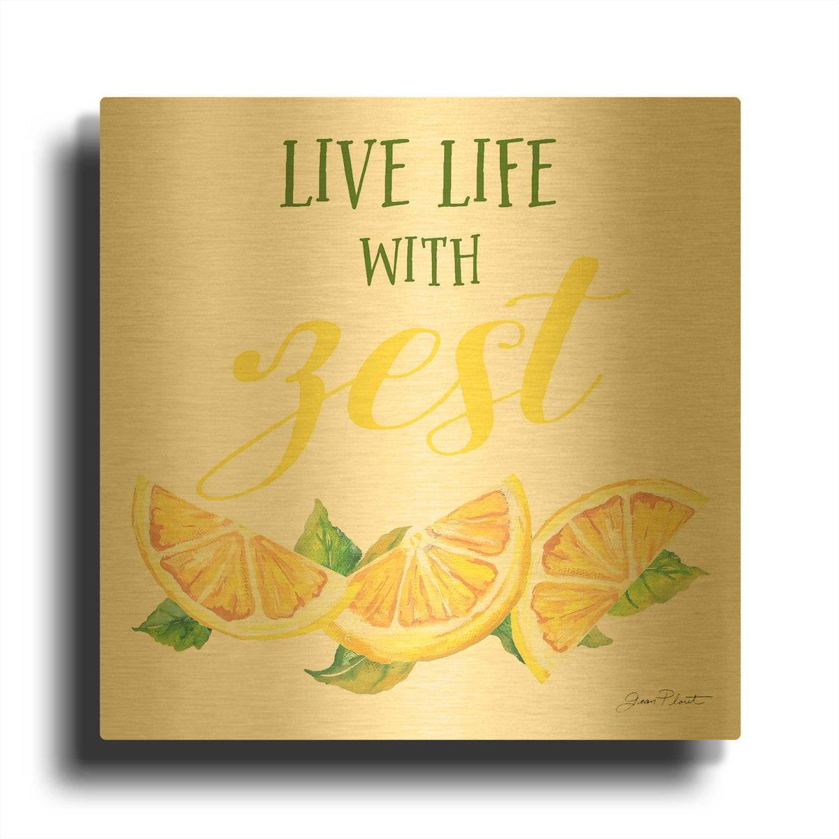 'Lemon Squeeze B' By Jean Plout Gold Metal Wall Art
