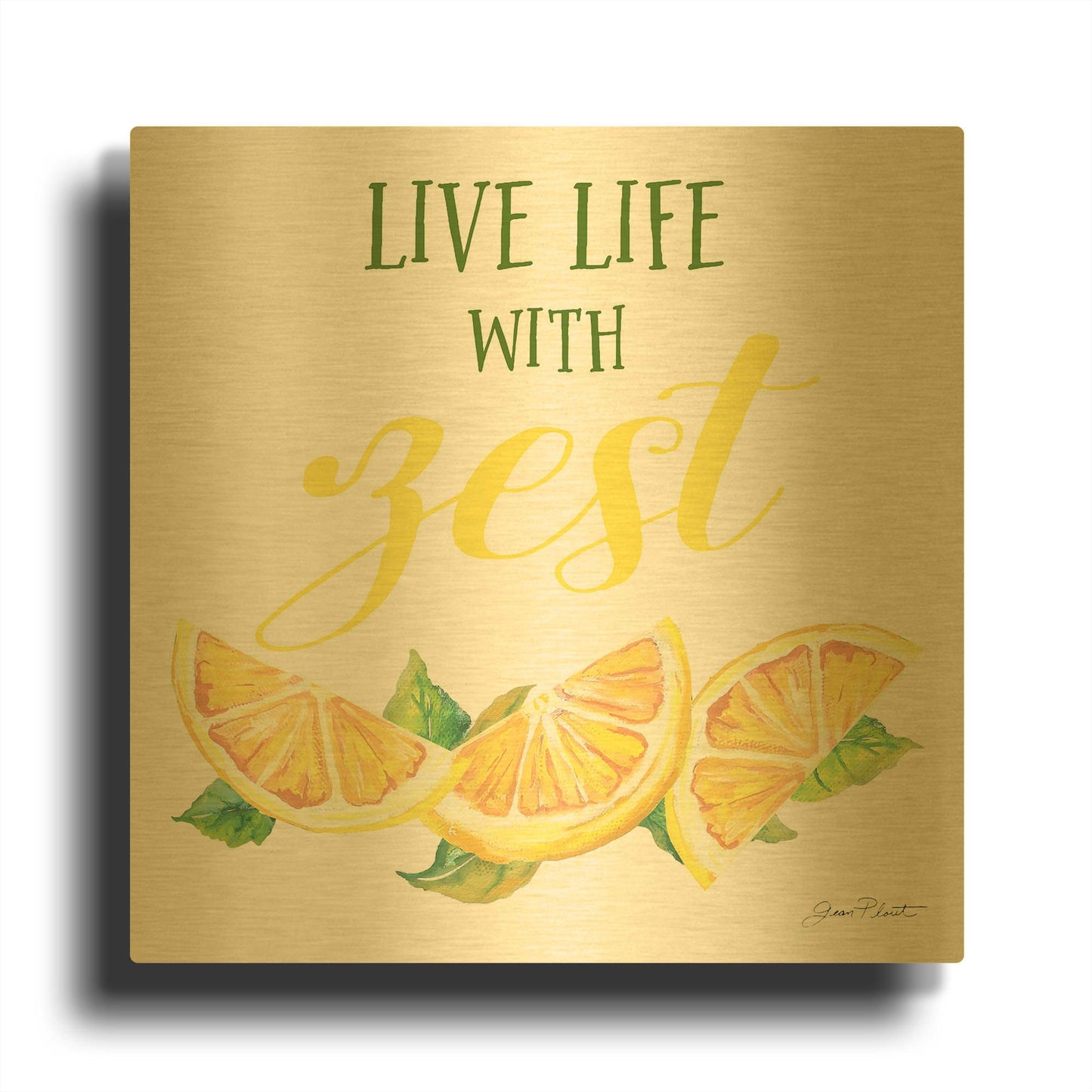 'Lemon Squeeze B' By Jean Plout Gold Metal Wall Art