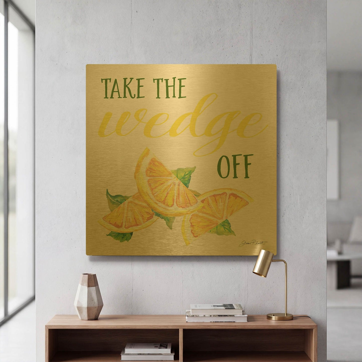 'Lemon Squeeze C' By Jean Plout Gold Metal Wall Art