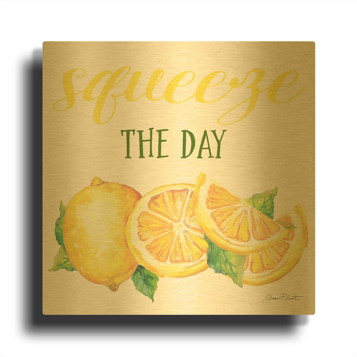 'Lemon Squeeze D' By Jean Plout Gold Metal Wall Art