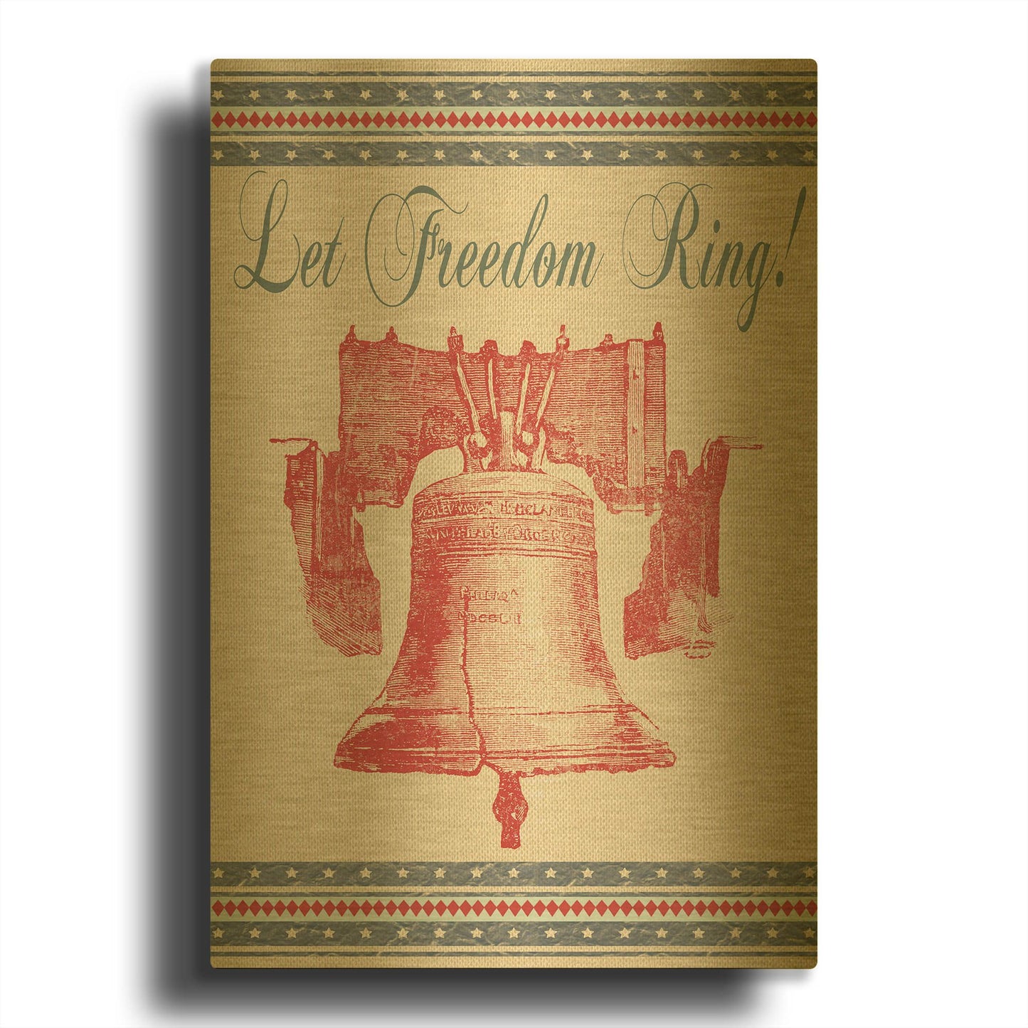 'Let Freedom Ring A White' By Jean Plout Gold Metal Wall Art