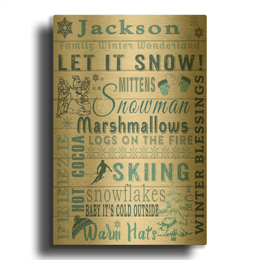 'Let It Snow Love' By Jean Plout Gold Metal Wall Art