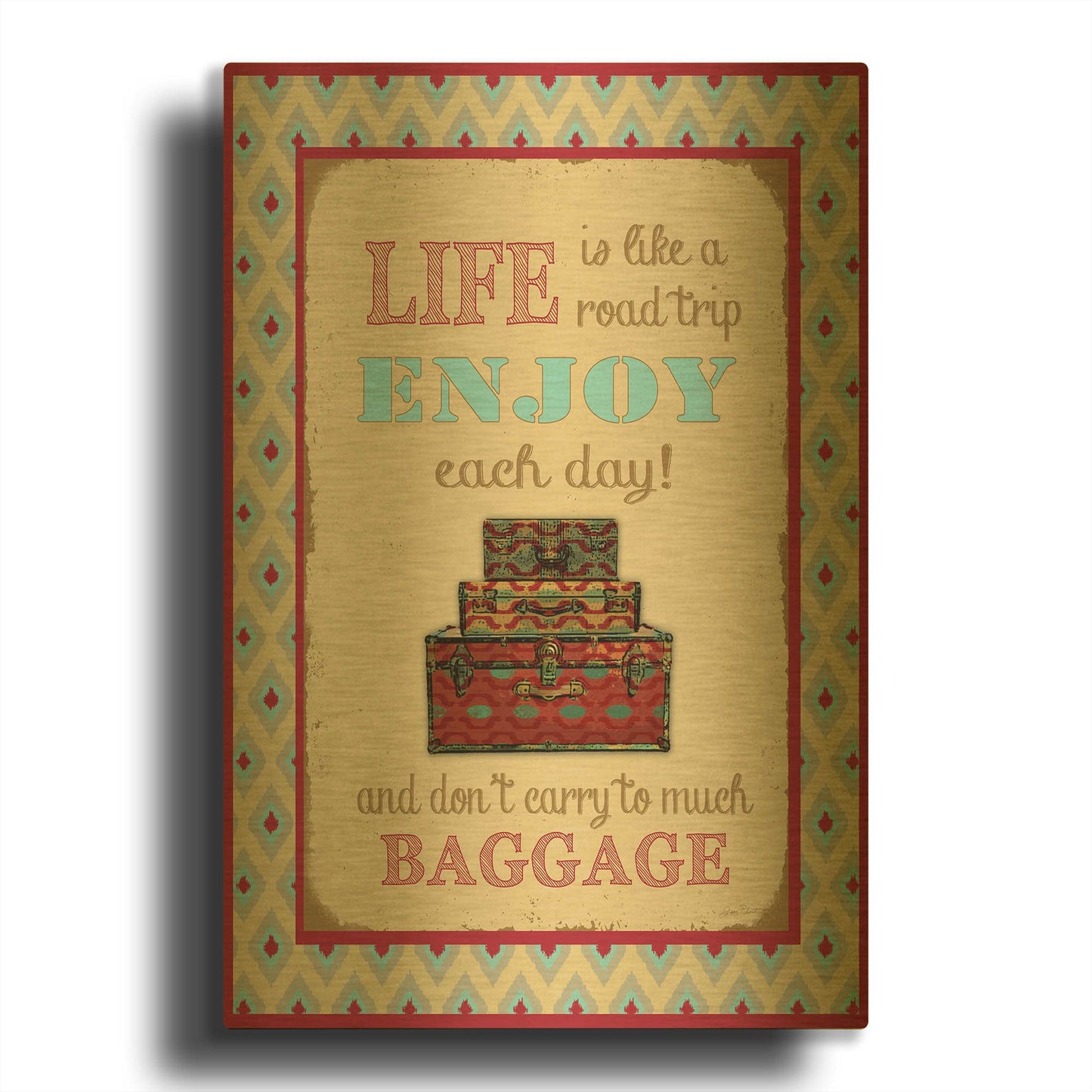 'Life Bicycle Message 2' By Jean Plout Gold Metal Wall Art