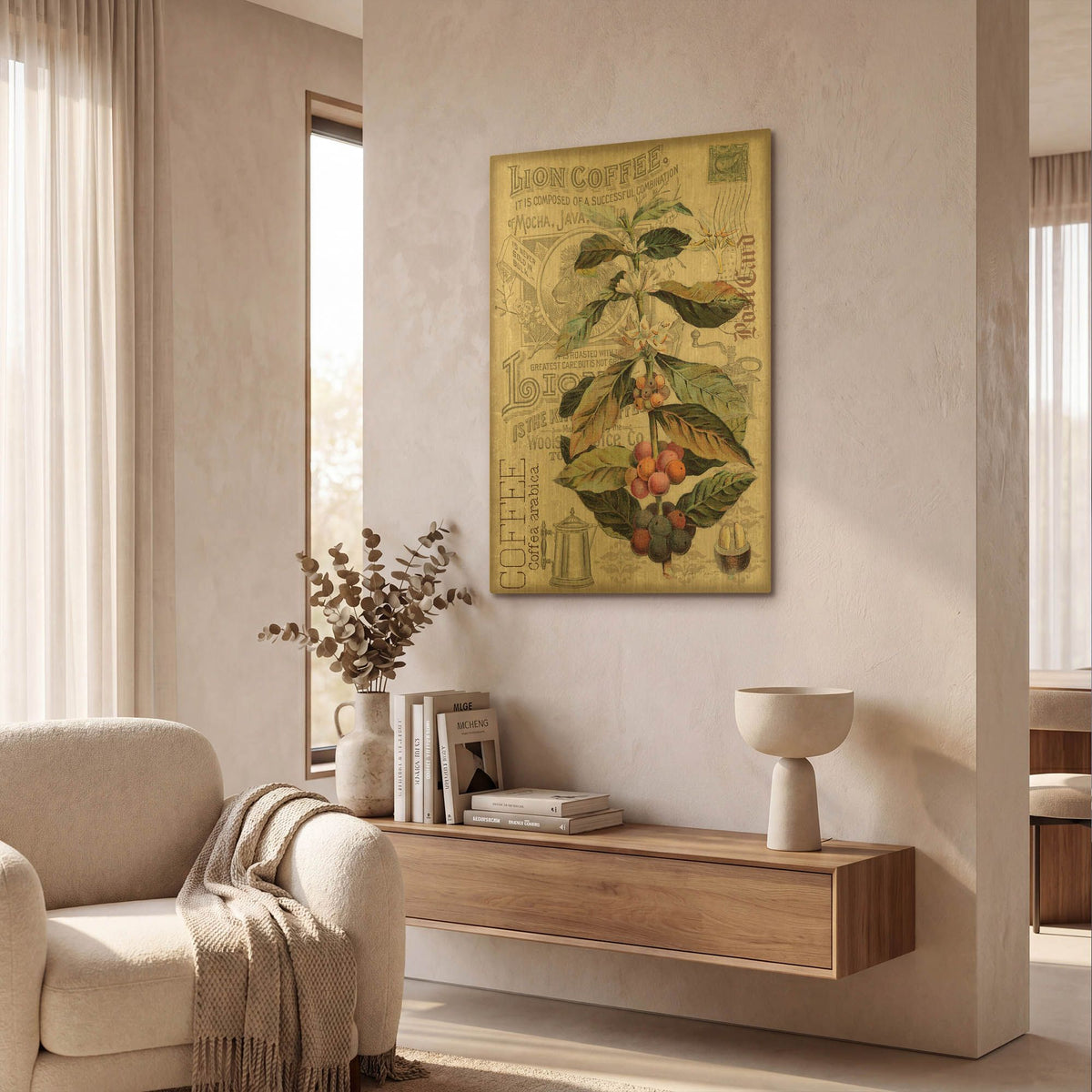 'Lion Coffee' By Jean Plout Gold Metal Wall Art