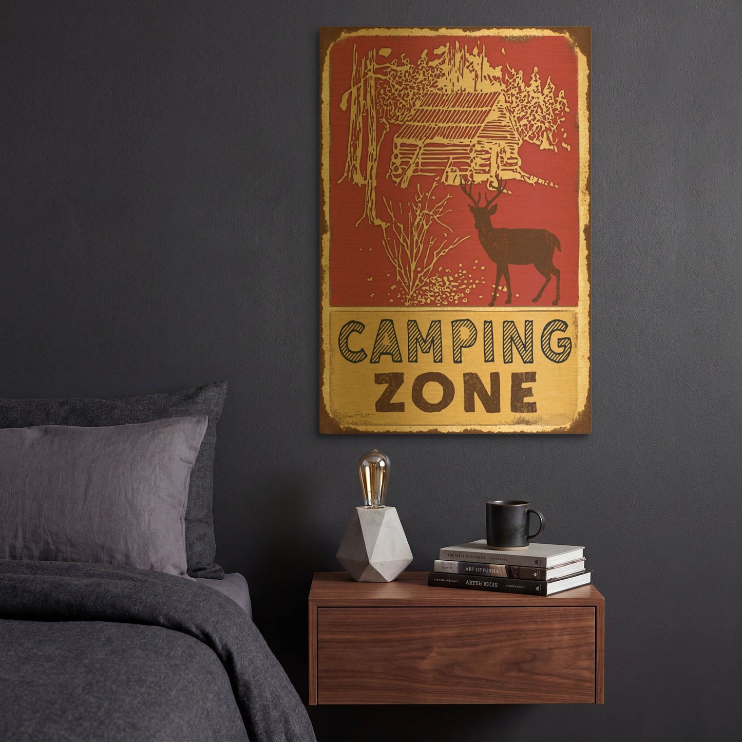 'Lodge Sign B' By Jean Plout Gold Metal Wall Art
