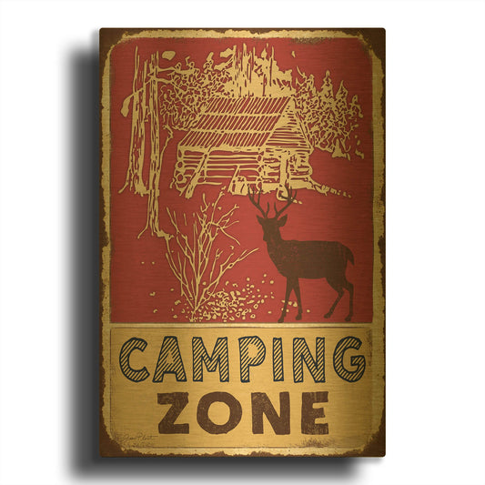 'Lodge Sign B' By Jean Plout Gold Metal Wall Art