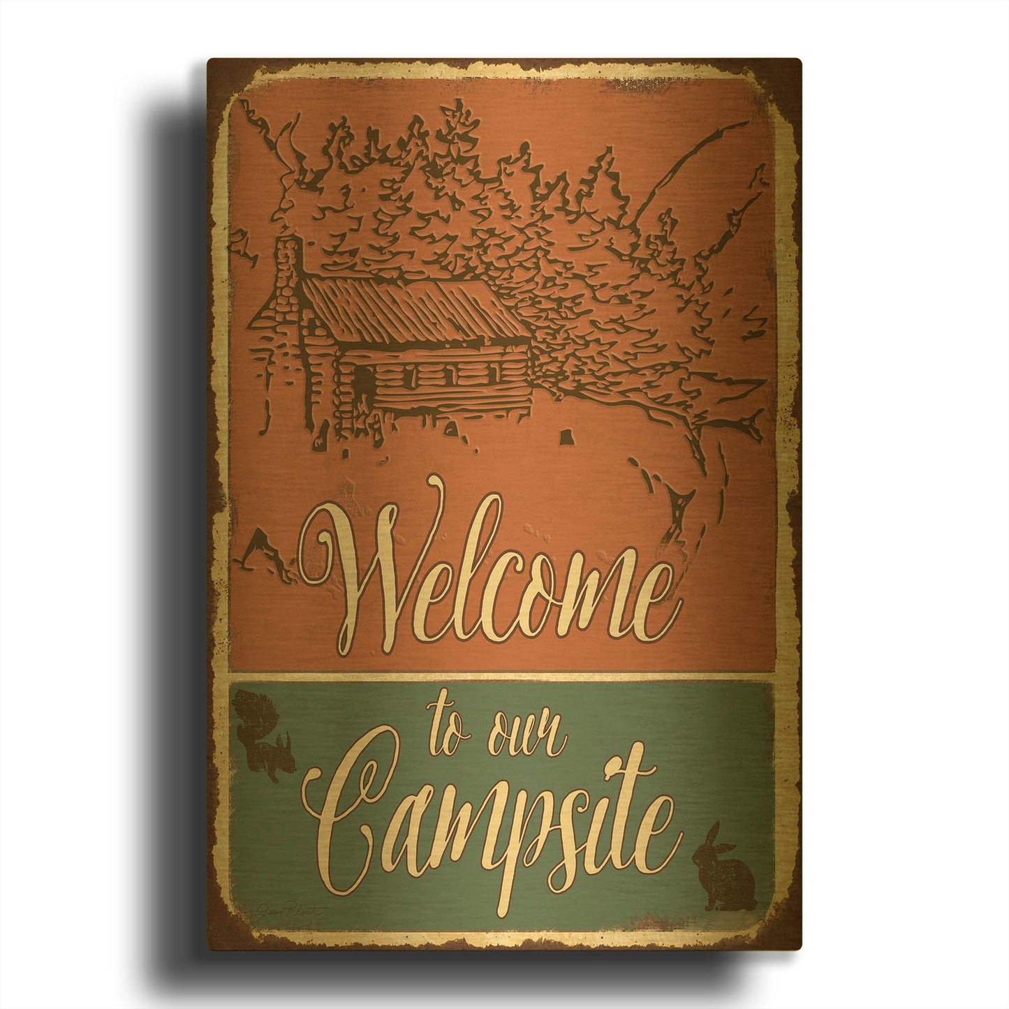 'Lodge Sign C' By Jean Plout Gold Metal Wall Art