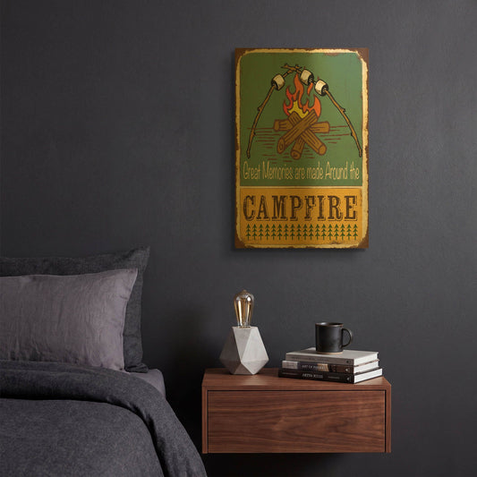 'Lodge Sign D' By Jean Plout Gold Metal Wall Art