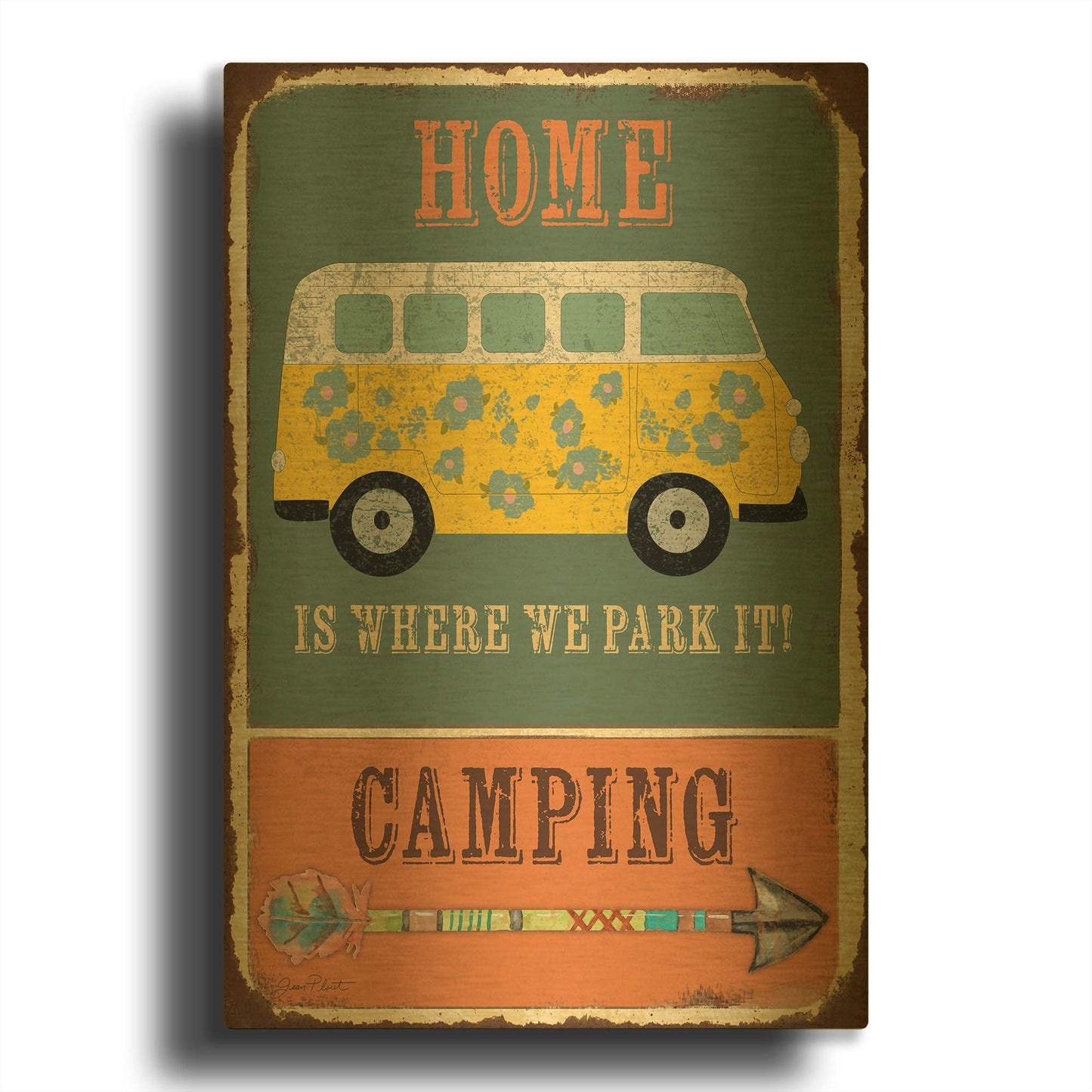 'Lodge Sign G' By Jean Plout Gold Metal Wall Art
