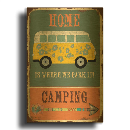 'Lodge Sign G' By Jean Plout Gold Metal Wall Art