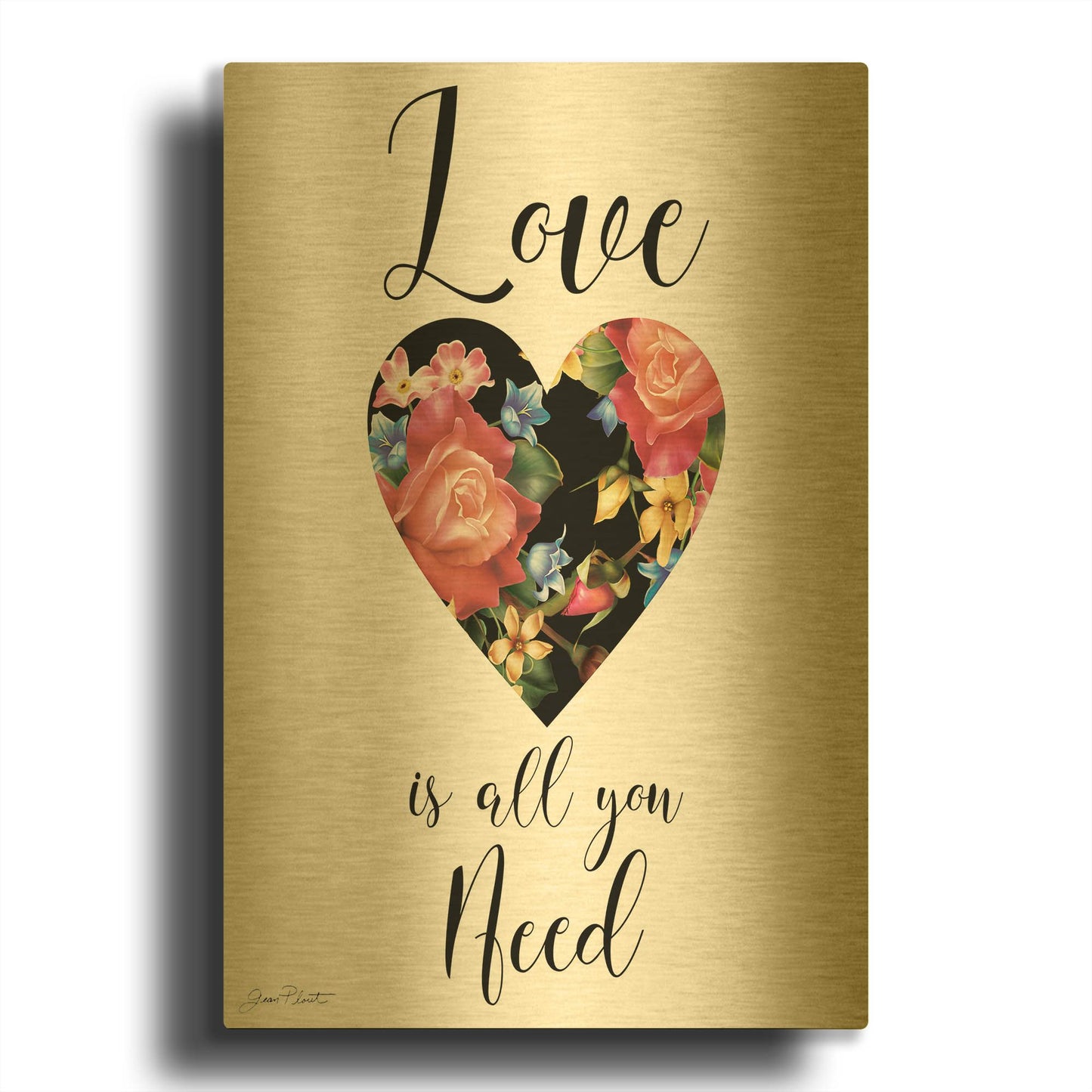 'Love Is All You Need A' By Jean Plout Gold Metal Wall Art