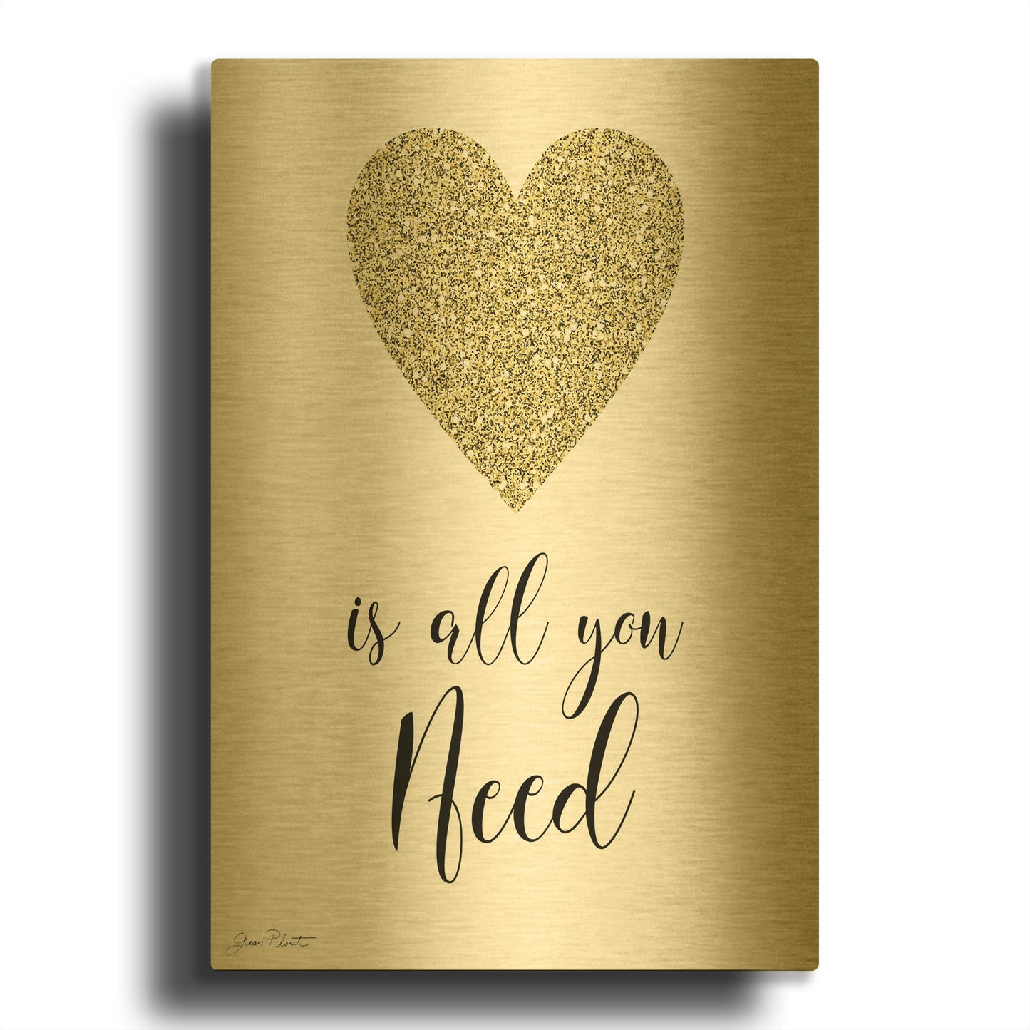 'Love Is All You Need B' By Jean Plout Gold Metal Wall Art