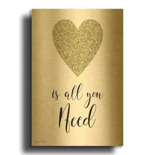'Love Is All You Need B' By Jean Plout Gold Metal Wall Art