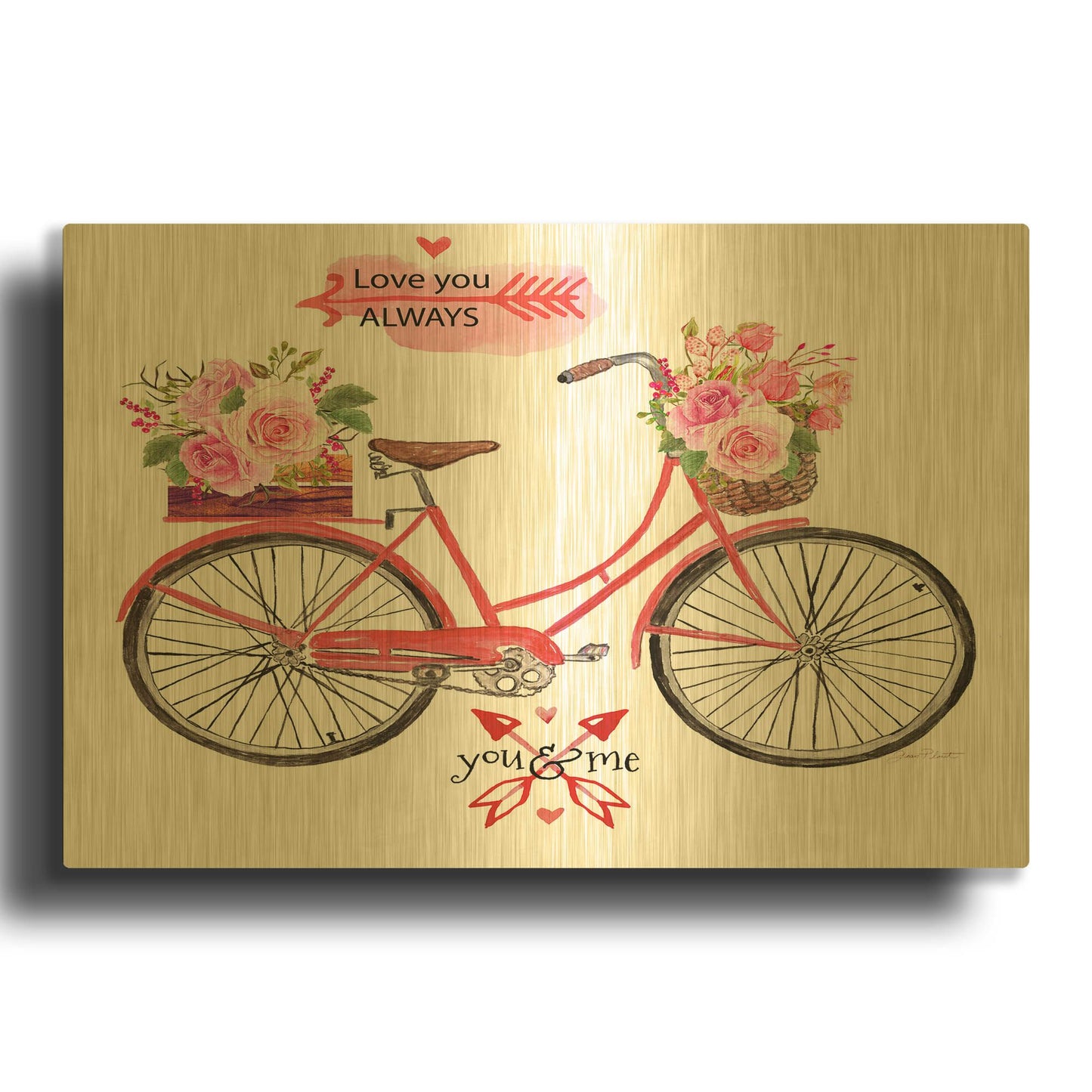 'Love You Always Valentine' By Jean Plout Gold Metal Wall Art