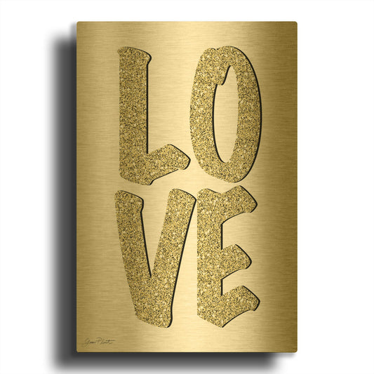 'Love A' By Jean Plout Gold Metal Wall Art
