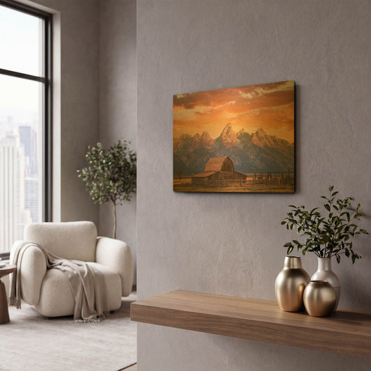 'Sunrise on the Ranch' By Darren White Gold Metal Wall Art