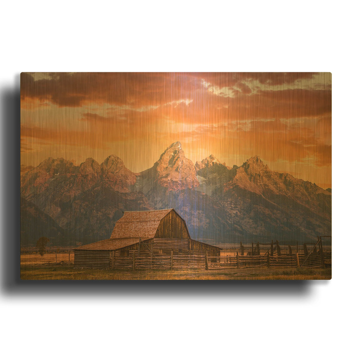 'Sunrise on the Ranch' By Darren White Gold Metal Wall Art