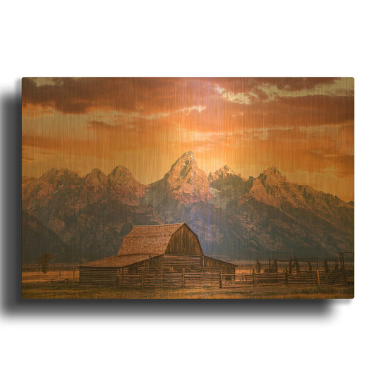 'Sunrise on the Ranch' By Darren White Gold Metal Wall Art