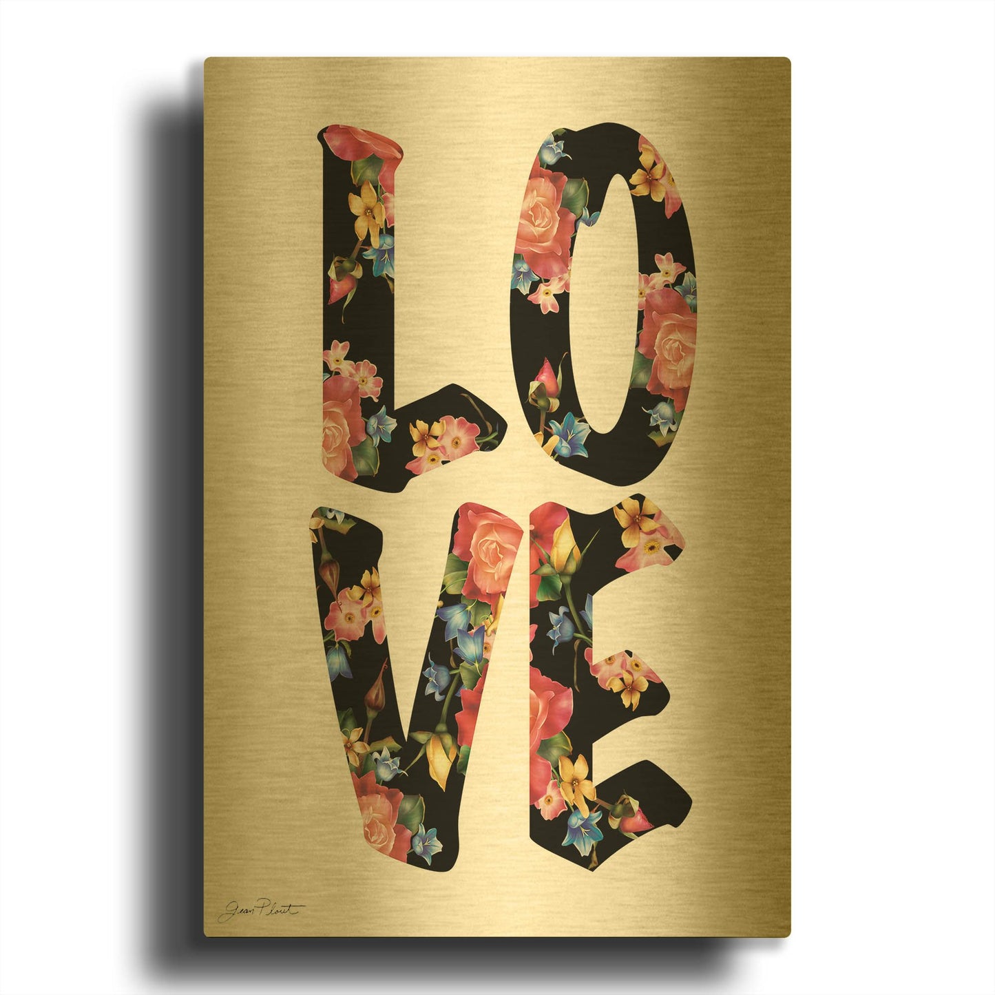 'Love B' By Jean Plout Gold Metal Wall Art