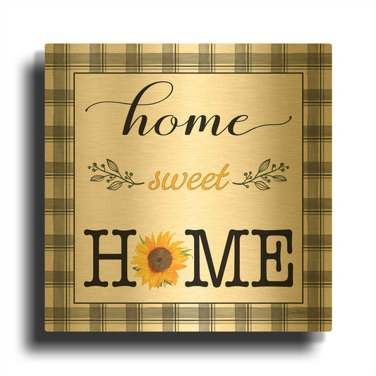 'Lovely Plaid Sentiments A' By Jean Plout Gold Metal Wall Art