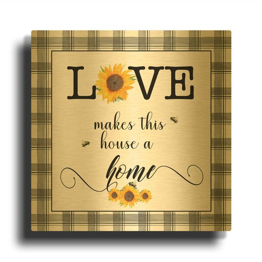'Lovely Plaid Sentiments B' By Jean Plout Gold Metal Wall Art