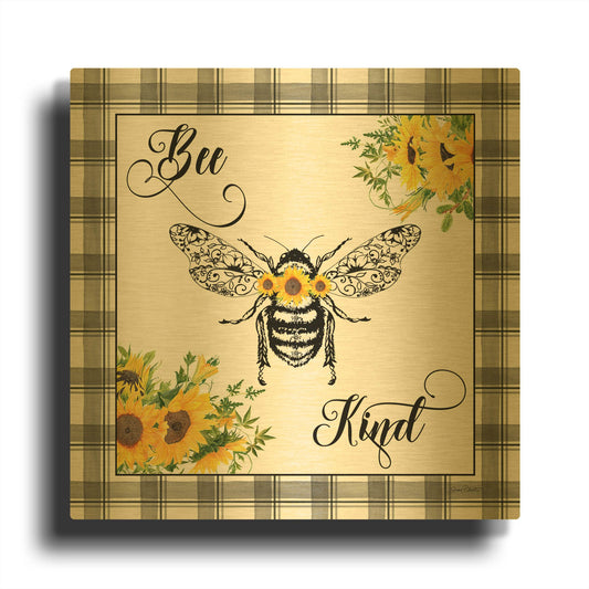 'Lovely Plaid Sentiments D' By Jean Plout Gold Metal Wall Art