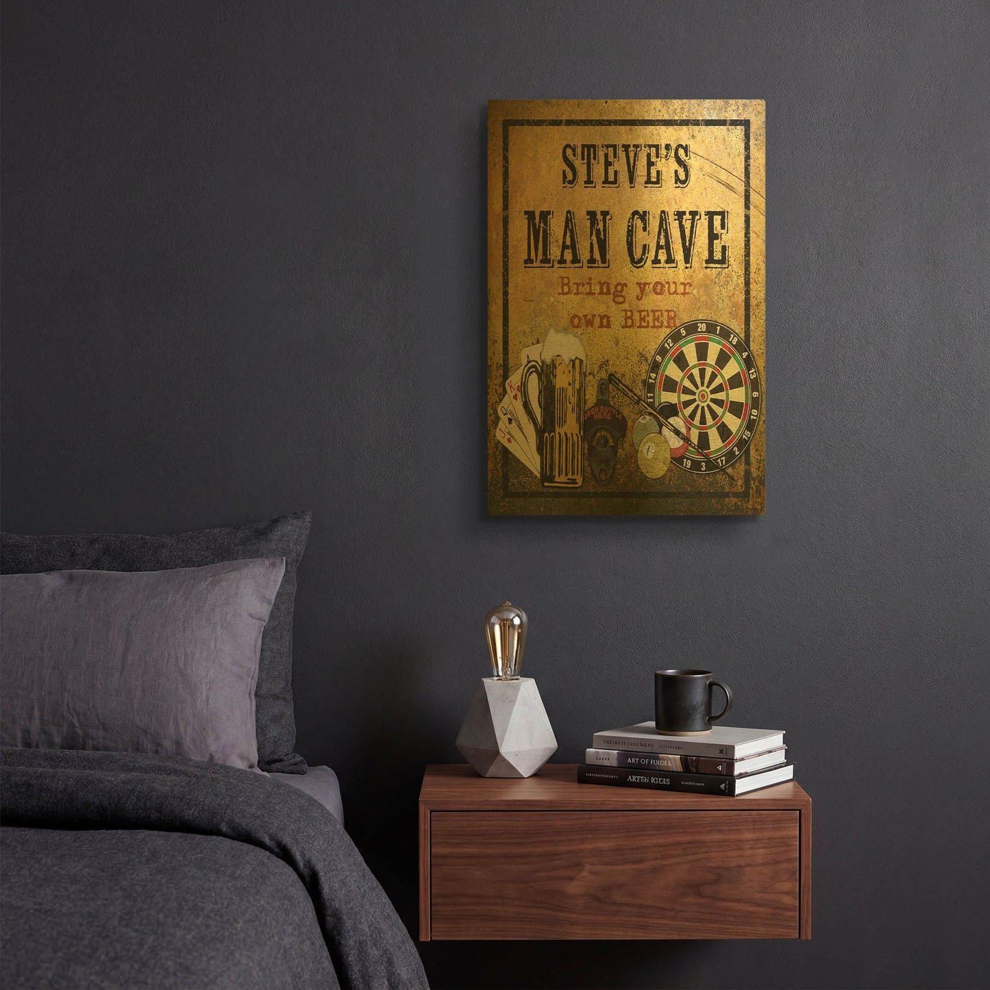 'Man Cave Personalized Beer' By Jean Plout Gold Metal Wall Art