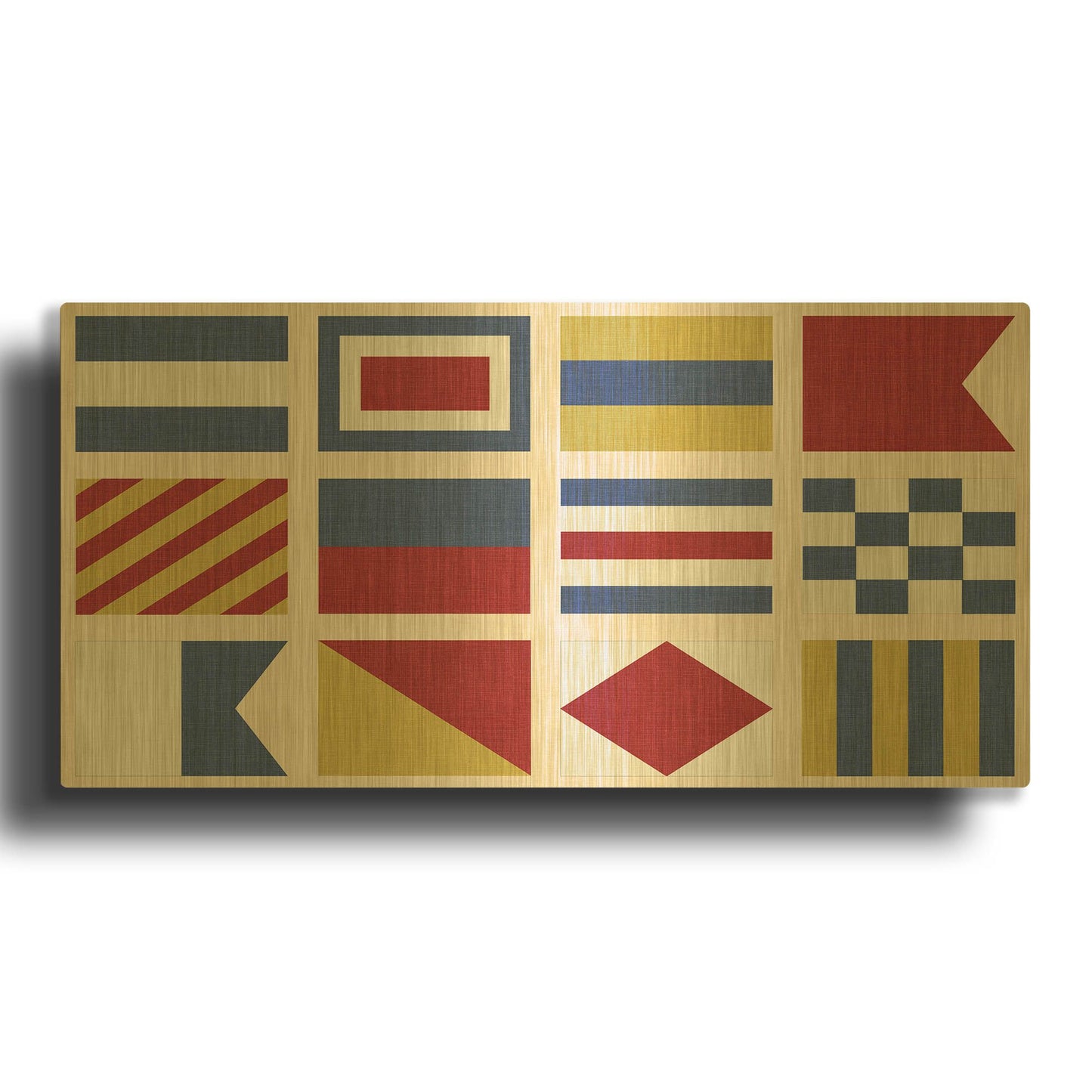 'Maritime Nautical Flags Pattern' By Jean Plout Gold Metal Wall Art