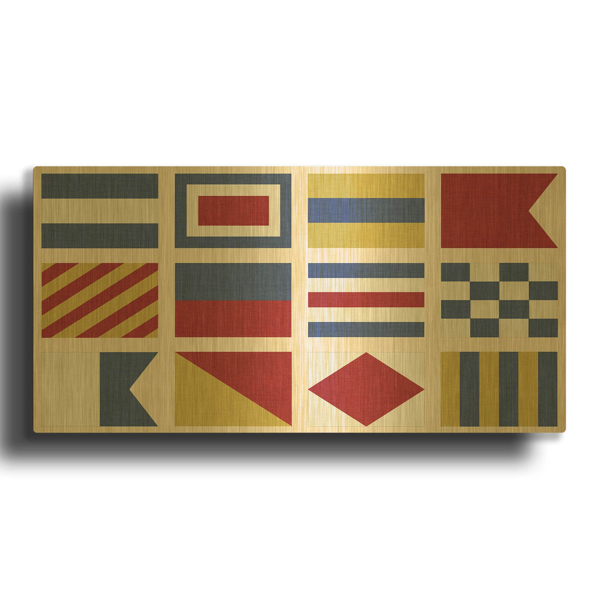 'Maritime Nautical Flags Pattern' By Jean Plout Gold Metal Wall Art