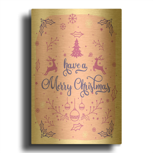 'Merry Christmas 25C' By Jean Plout Gold Metal Wall Art