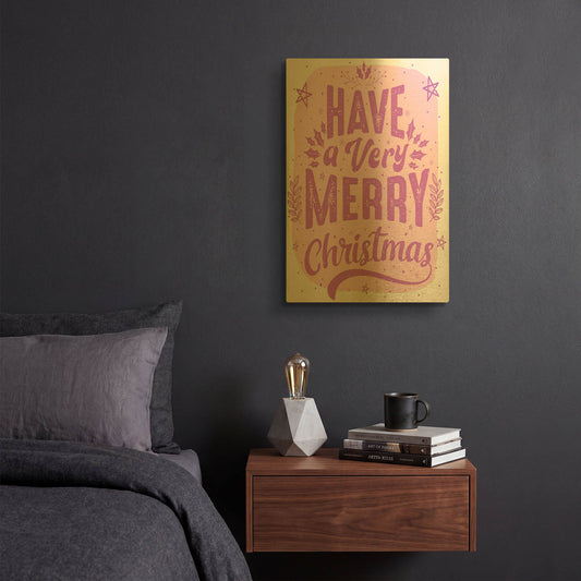 'Merry Christmas 25D' By Jean Plout Gold Metal Wall Art