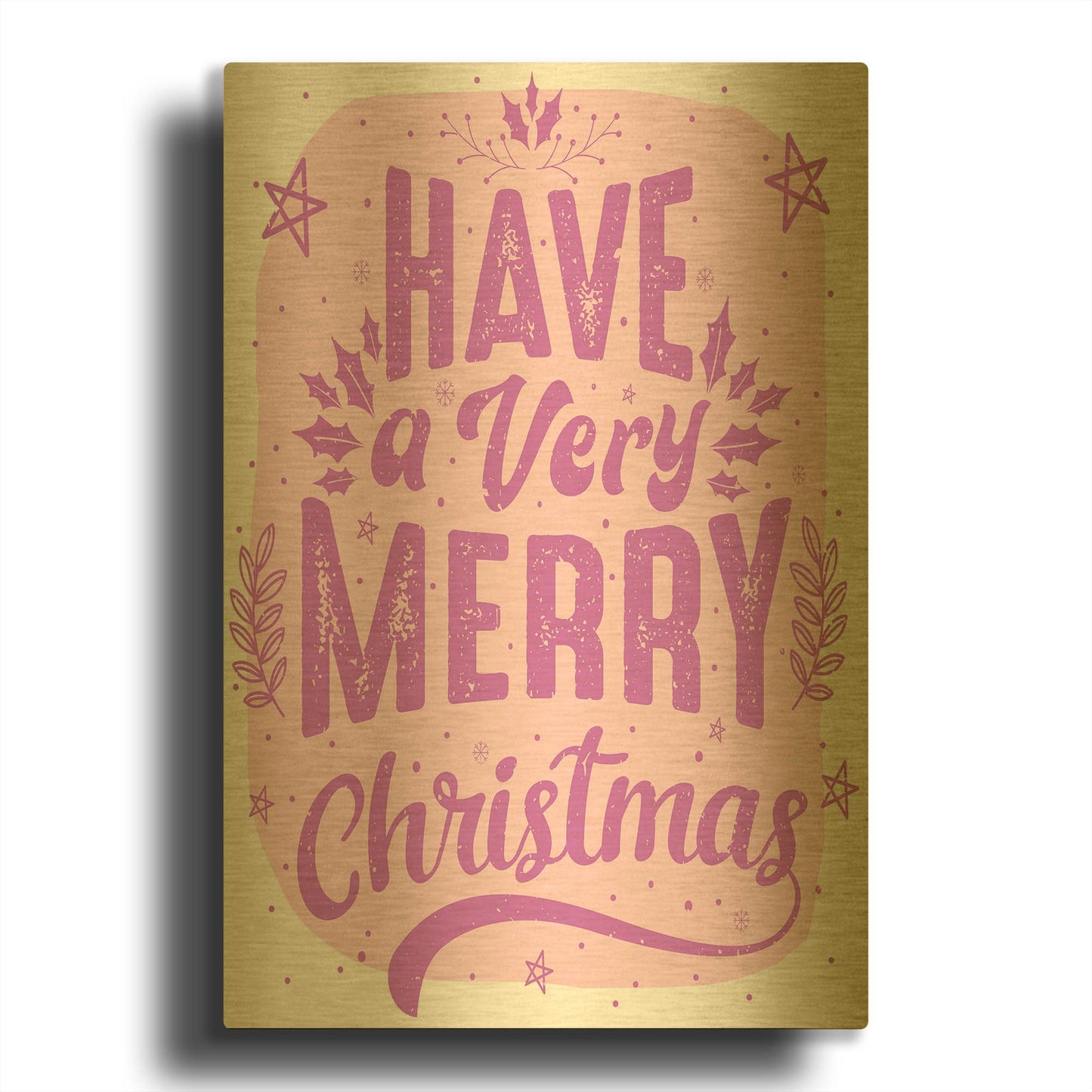 'Merry Christmas 25D' By Jean Plout Gold Metal Wall Art