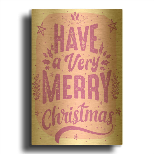 'Merry Christmas 25D' By Jean Plout Gold Metal Wall Art