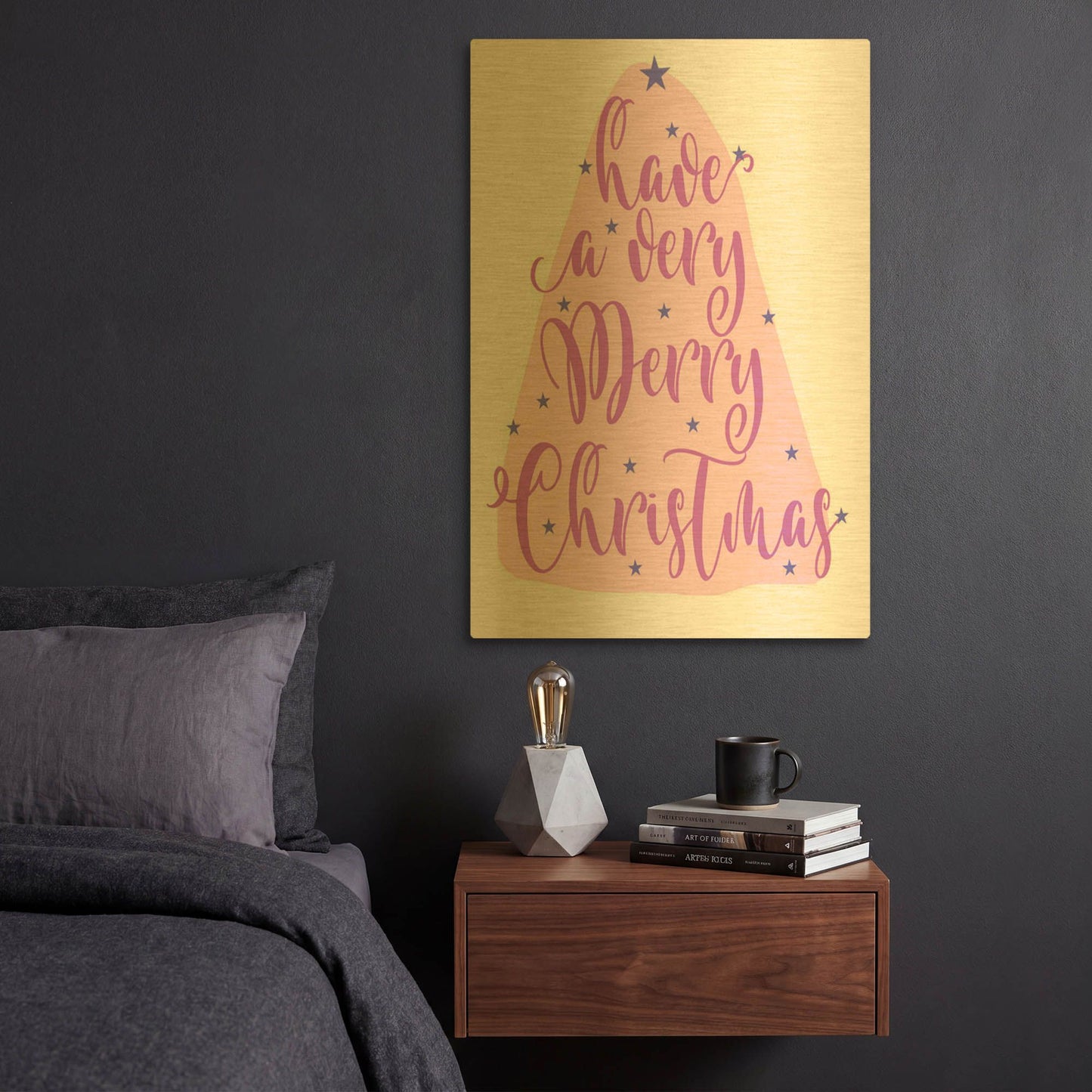 'Merry Christmas 25A' By Jean Plout Gold Metal Wall Art