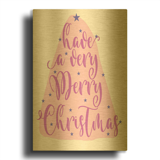 'Merry Christmas 25A' By Jean Plout Gold Metal Wall Art