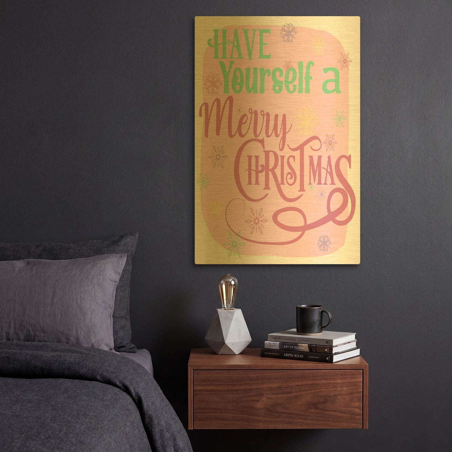 'Merry Christmas 25B' By Jean Plout Gold Metal Wall Art